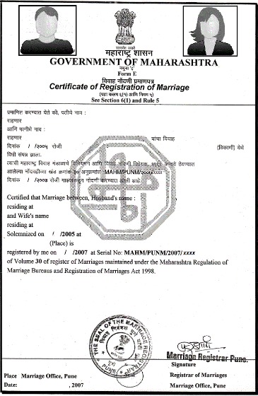 Download India Government of Maharashtra  marriage certificate Photoshop template